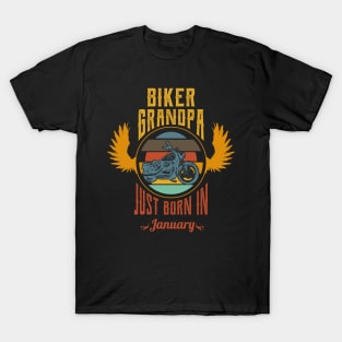 Biker grandpa just born in january T-Shirt